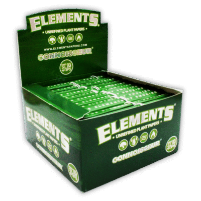Elements Connoisseur Rolling Papers - Green King Size Slim + Roach Tips (x24)