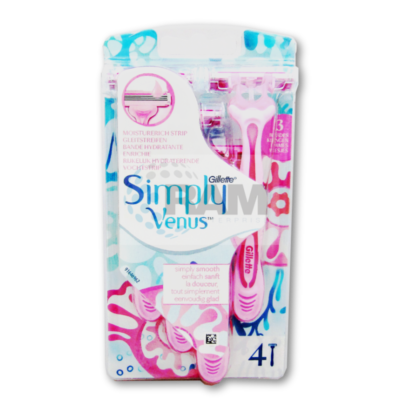 Gillette Simply Venus 3 Disposable Razors 4's (x6)