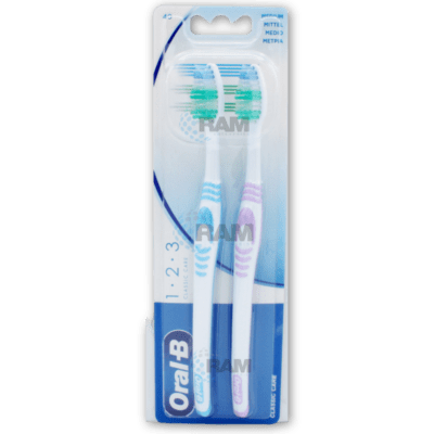 Oral B Toothbrushes - 123 Classic Clean (Med) 2pk (x12)
