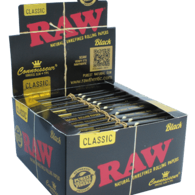 RAW Black Connoisseur - King Size Slim + Roach Tips 24s