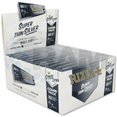 Rizla Rolling Papers - Silver Combi King Size Slim + Filter Tips 32's (x24)