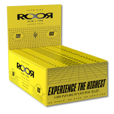 Roor Rolling Papers - (Yellow) Rice Slim+tips 32's (x24)