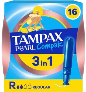 Tampax Compak Pearl 16's - Regular (x6)