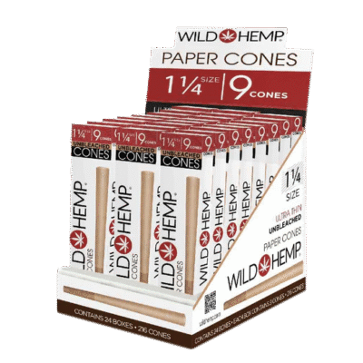 Wild Hemp Unbleached Paper Cones - 1 1/4 9's (x24)